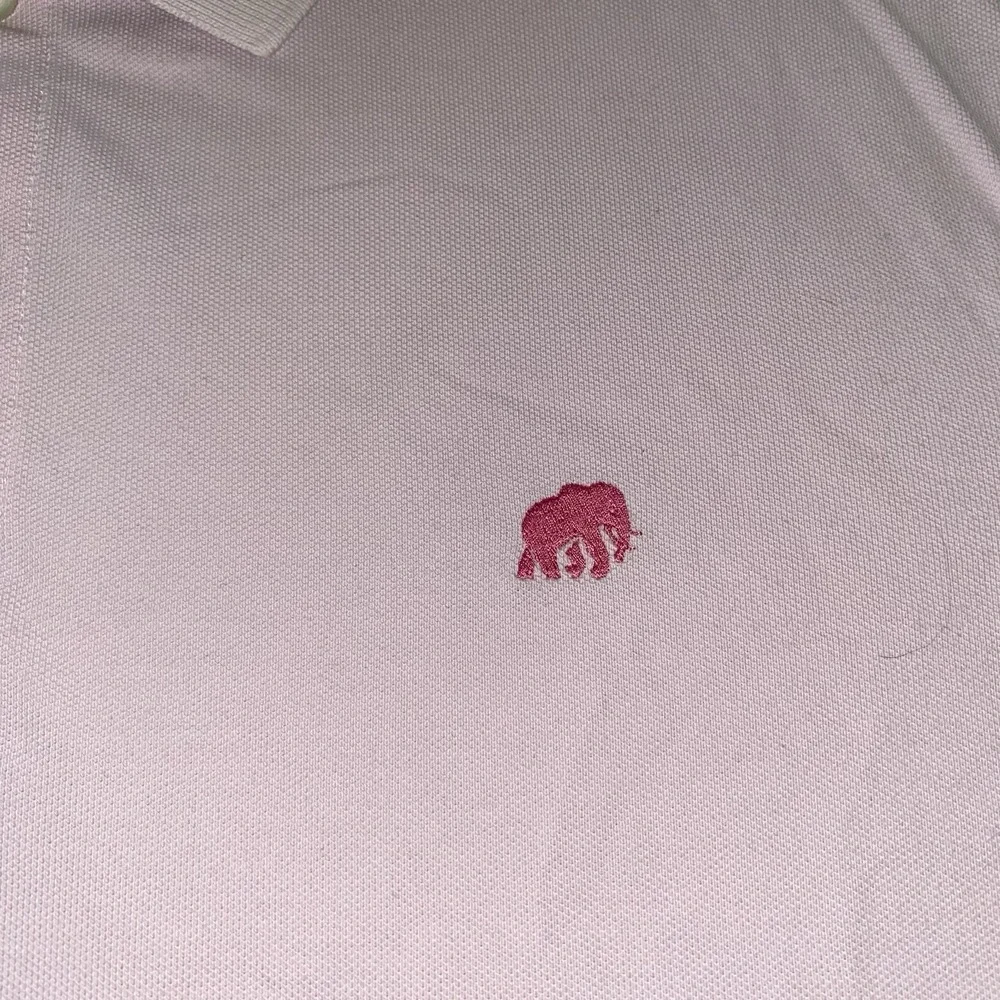 Banana Republic Polo Shirt Mens L Pink‎ Elephant Logo Pique Cotton Blend Preppy
